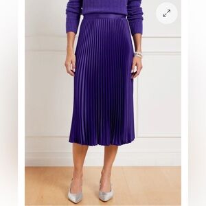 Talbots Pleated Satin Midi Skirt